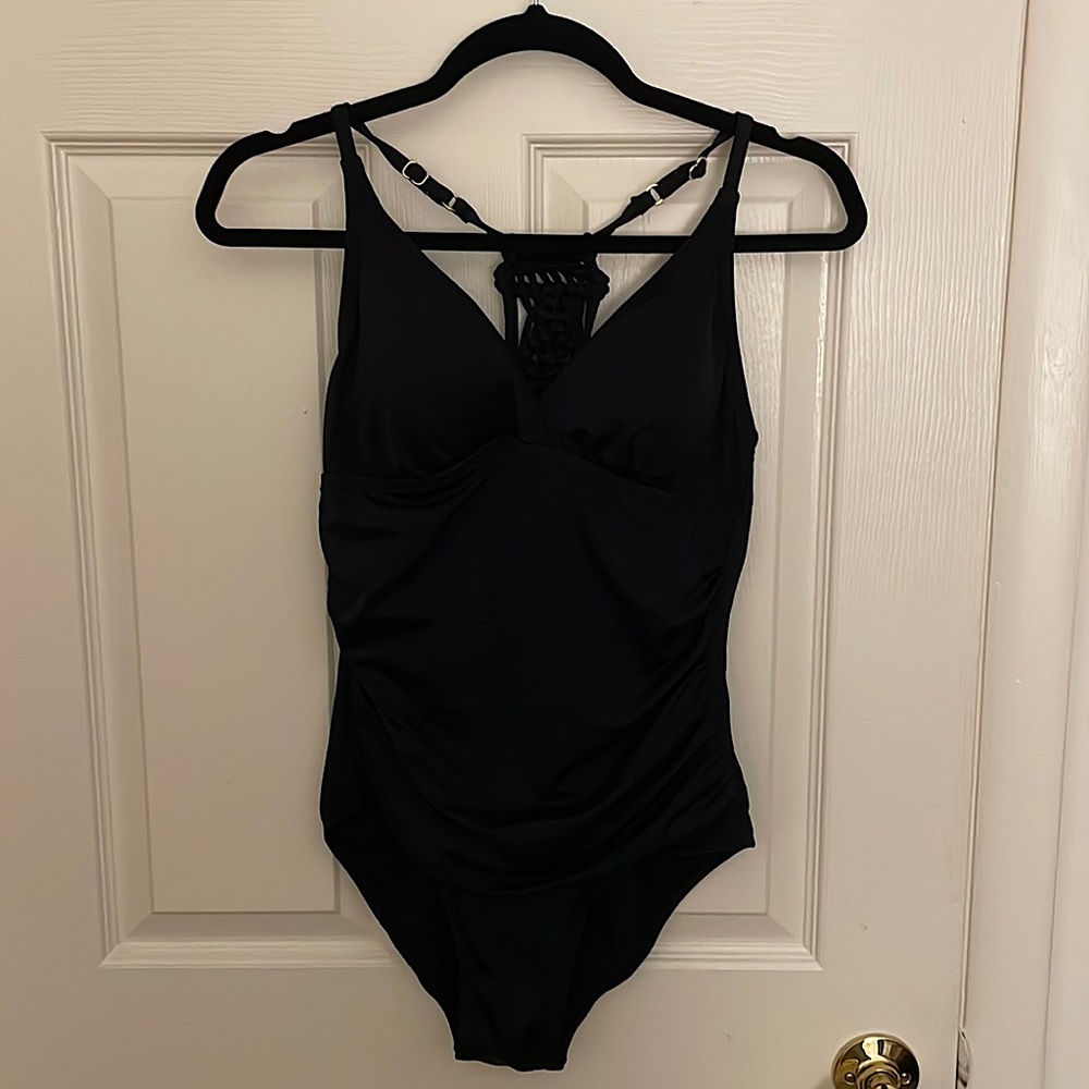 Hildor one piece black bathing suit. Size 10.